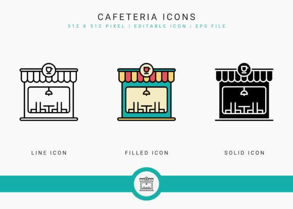 Cafeteria Icons Set for Modern UI Design