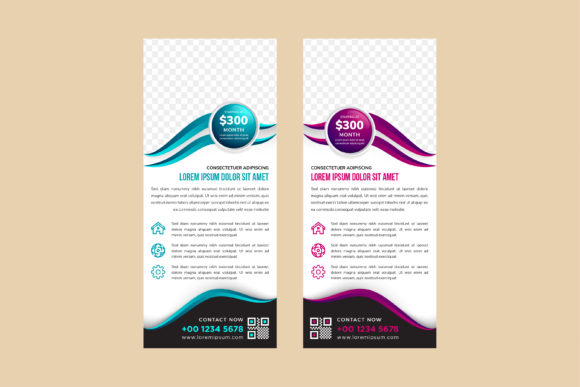 Designing Impactful Displays with the Wave Blue Pink Vertical Banner Template