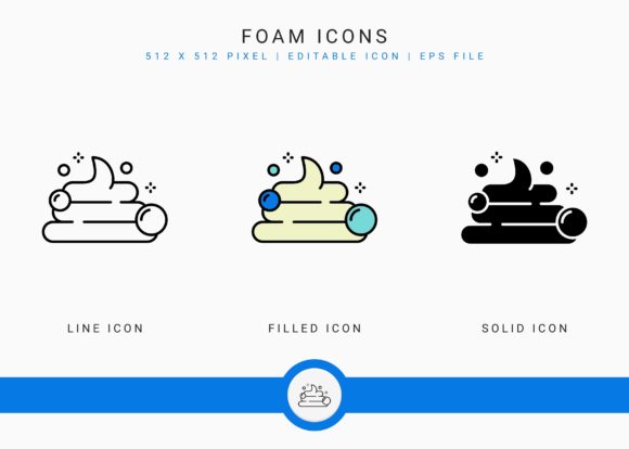 Foam Icons Set: Versatile Bubble & Soap Vectors