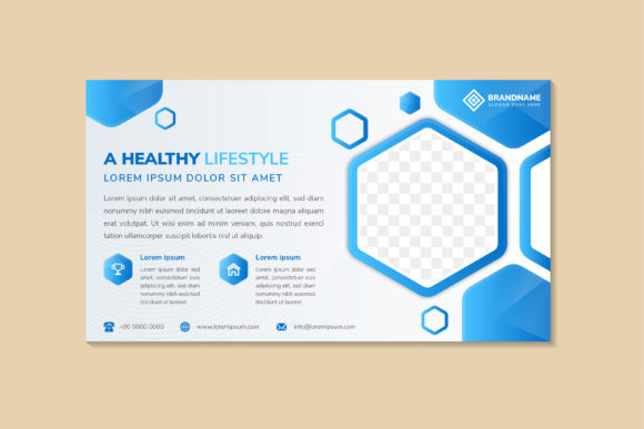 Healthy Lifestyle Horizontal Flyer Blue Design